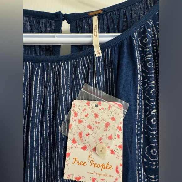 Free People Blue Indigo Dreams Embroidered Tunic Dress Top NWT - Picture 9 of 10